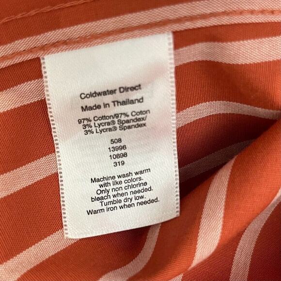 Coldwater Creek Tunic Top Petite Medium Size PM Orange Striped Boho Chic Preppy - Picture 8 of 9